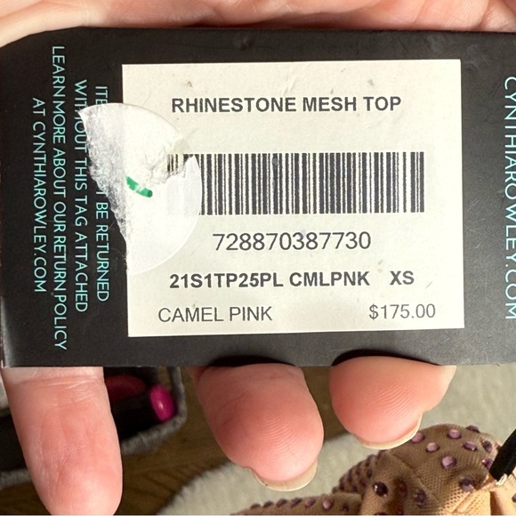 Cynthia Rowley Pink Rhinestone Mesh Bandeau Top size XS NWT - Picture 5 of 5